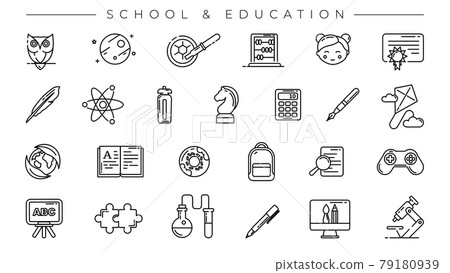 School and Education concept line style vector icons set. School and Education concept line style vector icons set. 79180939