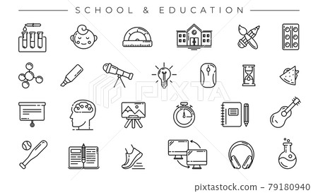 School and Education concept line style vector icons set. School and Education concept line style vector icons set. 79180940