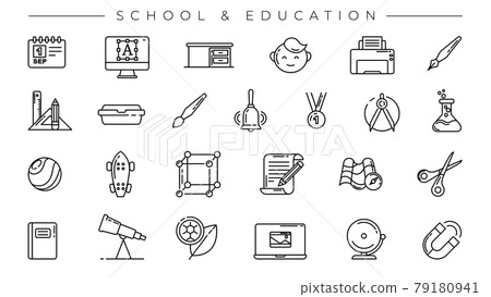 School and Education concept line style vector icons set. 79180941