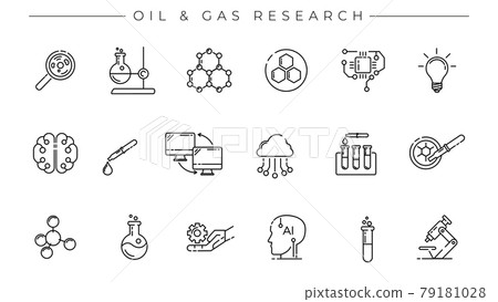 Oil and Gas Research concept line style vector icons set 79181028