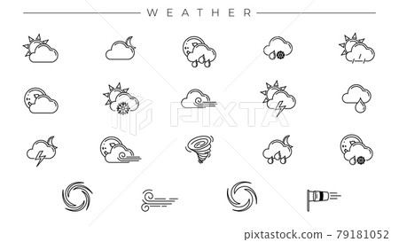 Weather concept line style vector icons set - Stock Illustration ...