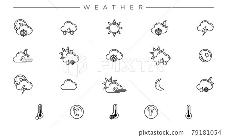 Weather concept line style vector icons set 79181054