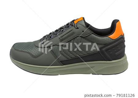 green casual running and walking shoes, on white background 79181126