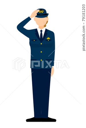 高級女警官擺姿勢，敬禮 79181203