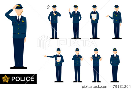 9 pose sets for senior female police officers, salutes, restraints, crackdowns, etc. 79181204