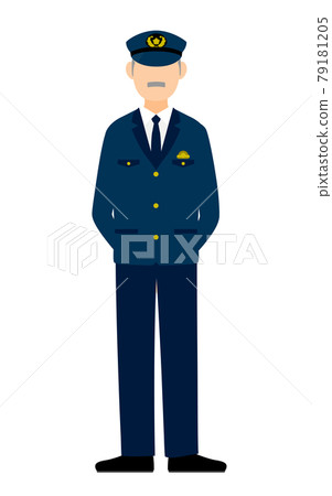 高級男警察擺姿勢，背著他站著 79181205