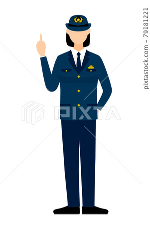 年輕女警察擺姿勢，指著 79181221