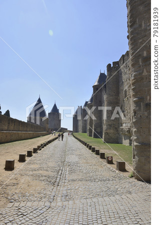 Tourists visiting the fortress of Carcassonne Tourists visiting the fortress of Carcassonne 79181939
