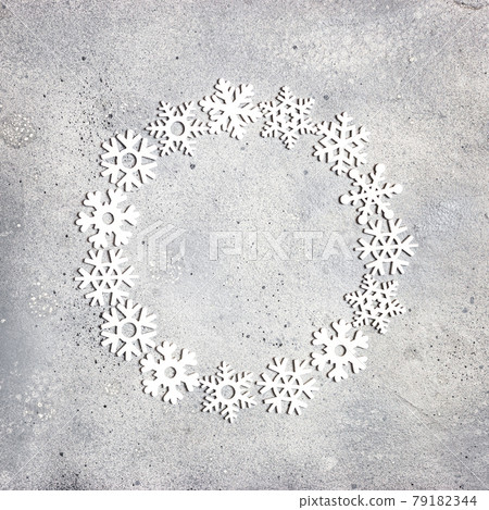 Christmas frame made of snowflakes 79182344