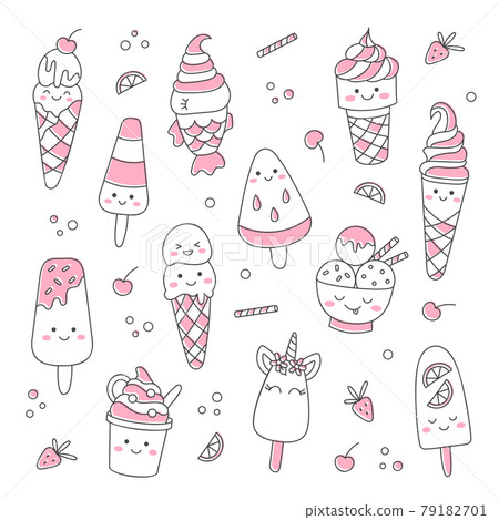 Cute doodle ice cream 79182701