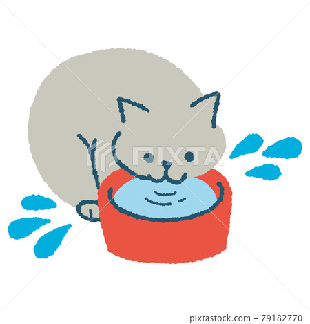 一隻貓喝水的插圖 一隻貓喝水的插圖 79182770