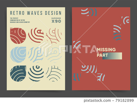 Avant garde modern wavy lines and circles geometric design poster set. Abstract graphic design for brochure, placard, d4 cover, brand identity, poster, web art. Geometric puzzle elements. Vector. Avant garde modern wavy lines and circles geometric design poster set. Abstract graphic design for brochure, placard, d4 cover, brand identity, poster, web art. Geometric puzzle elements. Vector. 79182899