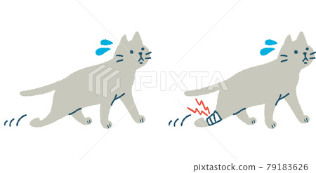 一隻受傷的貓走路的插圖 79183626