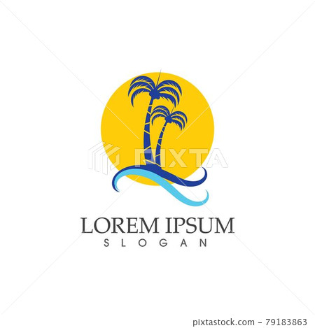 Palm tree summer coconut tree logo vector  image 79183863