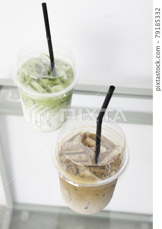 Iced milk coffee and green tea drink 79185332