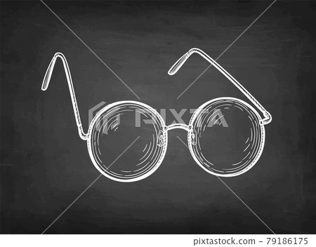 Chalk sketch of round glasses. Chalk sketch of round glasses. 79186175