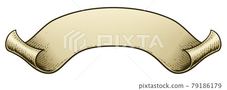 Scroll Vintage Woodcut Banner Paper Ribbon Drawing Scroll Vintage Woodcut Banner Paper Ribbon Drawing 79186179