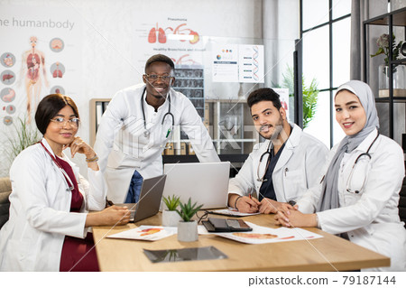 Multiracial group of doctors having sesssion at boardroom 79187144