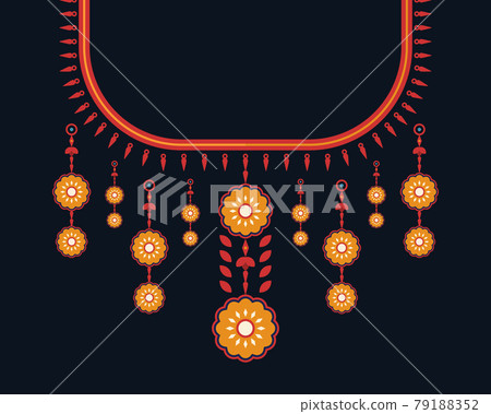 Geometric ethnic oriental pattern. Necklace embroidery design for textile, fashion woman, background, wallpaper, clothing and wrapping. Vector illustration. Geometric ethnic oriental pattern. Necklace embroidery design for textile, fashion woman, background, wallpaper, clothing and wrapping. Vector illustration. 79188352