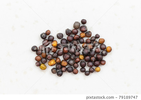 whole-grain rapeseeds close up on gray ceramic 79189747