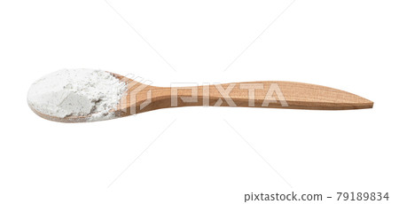 vanilla sugar in wooden spoon isolated 79189834