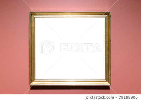 classical golden picture frame on pink wall classical golden picture frame on pink wall 79189906