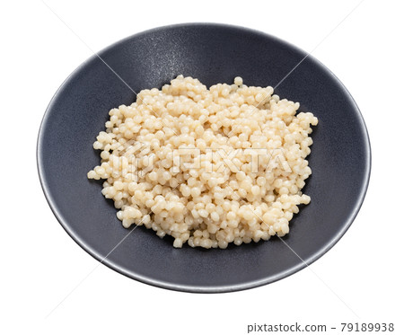 boiled israeli pearl couscous in bowl isolated boiled israeli pearl couscous in bowl isolated 79189938
