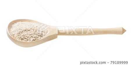 psyllium husk in wooden spoon isolated on white psyllium husk in wooden spoon isolated on white 79189999