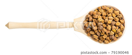 top view of raw black chickpeas in wood spoon top view of raw black chickpeas in wood spoon 79190046