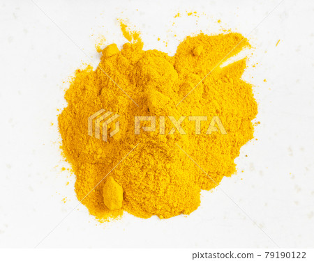 top view of pile of curcuma (turmeric) powder 79190122