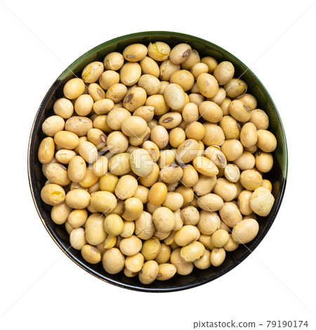 raw dried soybeans in round bowl isolated raw dried soybeans in round bowl isolated 79190174