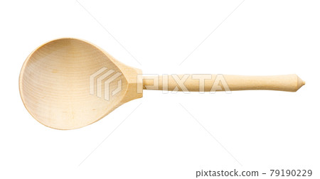top view of empty wooden table spoon isolated 79190229