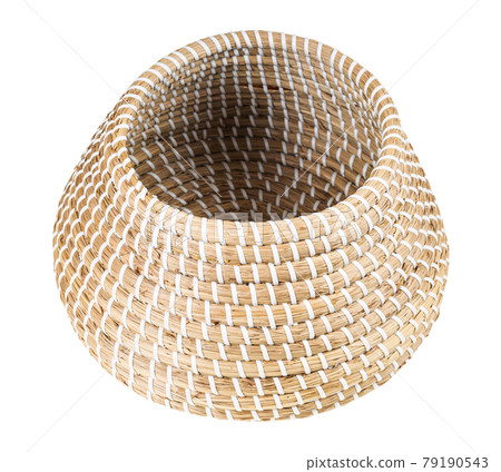 open empty moroccan wicker basket isolated 79190543
