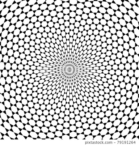 Star of David pattern spiral background. White hexagons surrounded by black triangles, developed in a spiral from the center outwards. A trihexagonal tiling, similar to Japanese Kagome lattice. Vector Star of David pattern spiral background. White hexagons surrounded by black triangles, developed in a spiral from the center outwards. A trihexagonal tiling, similar to Japanese Kagome lattice. Vector 79191264