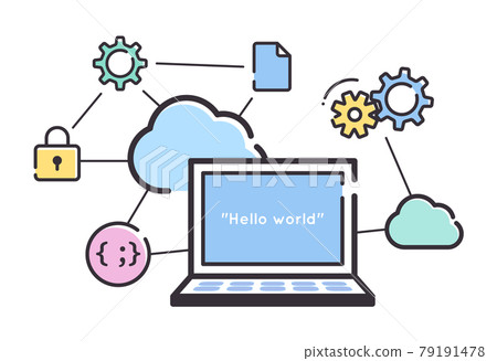 簡單線筆記本電腦和網絡image_IT_colorful 簡單線筆記本電腦和網絡image_IT_colorful 79191478