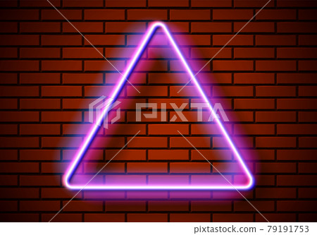 Neon frame with triangle shape on the red brick... - Stock Illustration ...