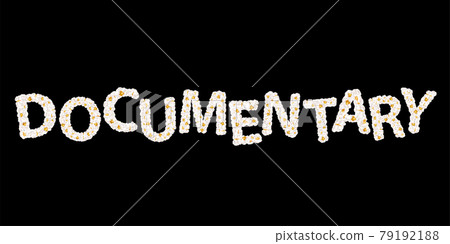 Documentary lettering consisting of air popcorn. Movie genres. Vector illustration Documentary lettering consisting of air popcorn. Movie genres. Vector illustration 79192188