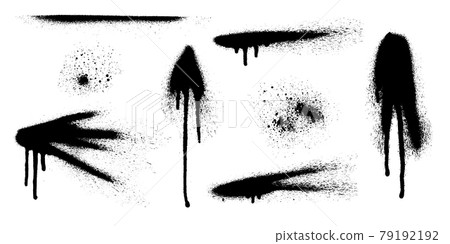 Set of graffiti spray banner. Vector spray paint shapes with smudges 79192192