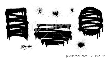 Set of graffiti spray banner. Vector spray paint shapes with smudges Set of graffiti spray banner. Vector spray paint shapes with smudges 79192194