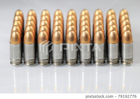 pack of bullets 9mm parabellum LRN ( lead round nose ) isolate on white background 79192776