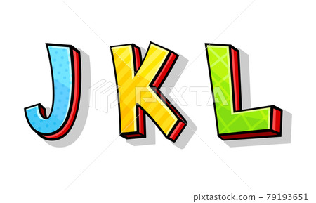 Colorful Font with Volume Letters Isolated on White Background Vector Set 79193651