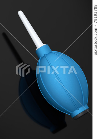 Hand air blower bulb for camera isolated on black background. Hand air blower bulb for camera isolated on black background. 79193788