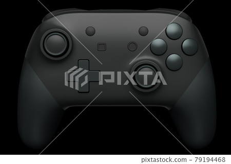 Realistic black joystick for video game controller on black background 79194468