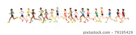 Illustration material Athletics athlete Marathon runner Mixed gender Illustration material Athletics athlete Marathon runner Mixed gender 79195429