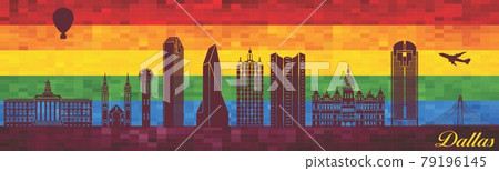 Dallas on LGBT flag background 79196145