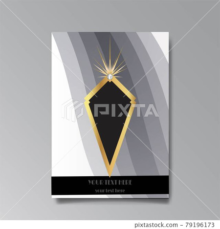 Art Deco template golden black, A4 page, menu, card, modern invitation, Moon stars and city lights in a Art Deco Art Deco template golden black, A4 page, menu, card, modern invitation, Moon stars and city lights in a Art Deco 79196173