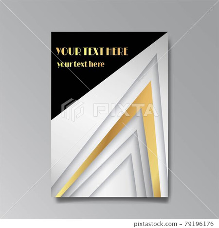 Art Deco template golden black, A4 page, menu, card, modern invitation, Moon stars and city lights in a Art Deco 79196176