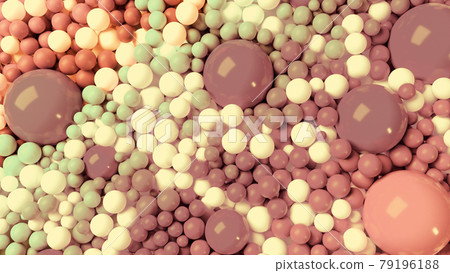 beautiful shiny balls of different colors and sizes completely cover the surface. Some spheres glow. 3d photorealistic render geometric reative holiday background of shiny balls. Multicolored 79196188
