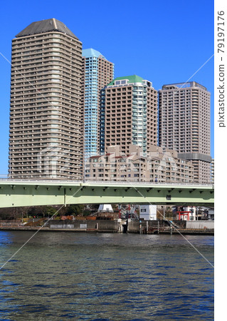 Tsukuda Ohashi and skyscrapers Tsukuda Ohashi and skyscrapers 79197176
