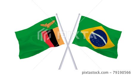 Zambia and Brazil flags Zambia and Brazil flags 79198566
